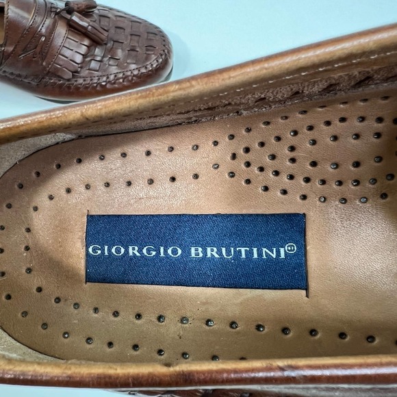 Giorgio Brutini Brown Leather Tassel Slip On Loafers Mens Size 10 D - Picture 8 of 13